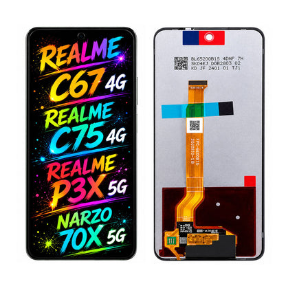 Compatible for Realme C67 4G / C75 4G / P3X 5G / Narzo 70X 5G Screen Assembly Replacement — High Brightness & Vivid Color Display