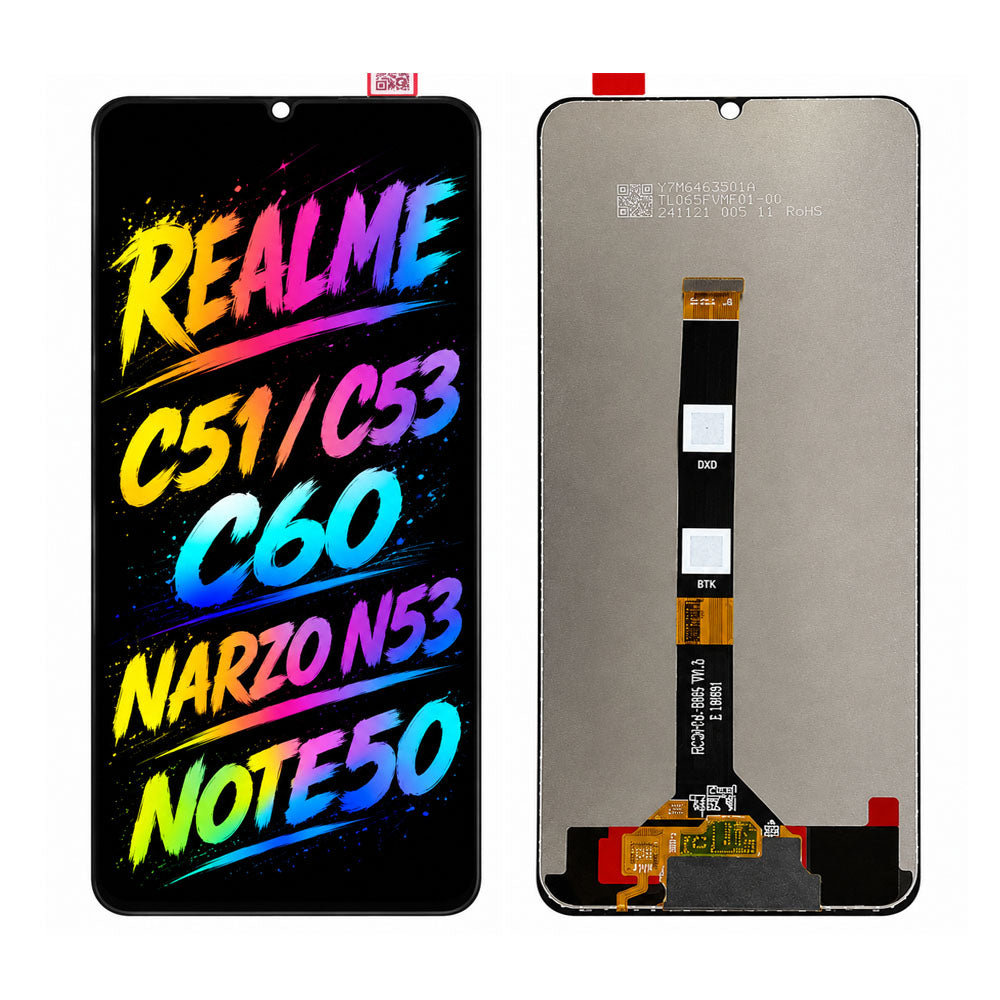 Compatible for Realme C51 / C53 / C60 / Narzo N53 / Note 50 Screen Assembly Replacement — High Brightness & Clear Color Display