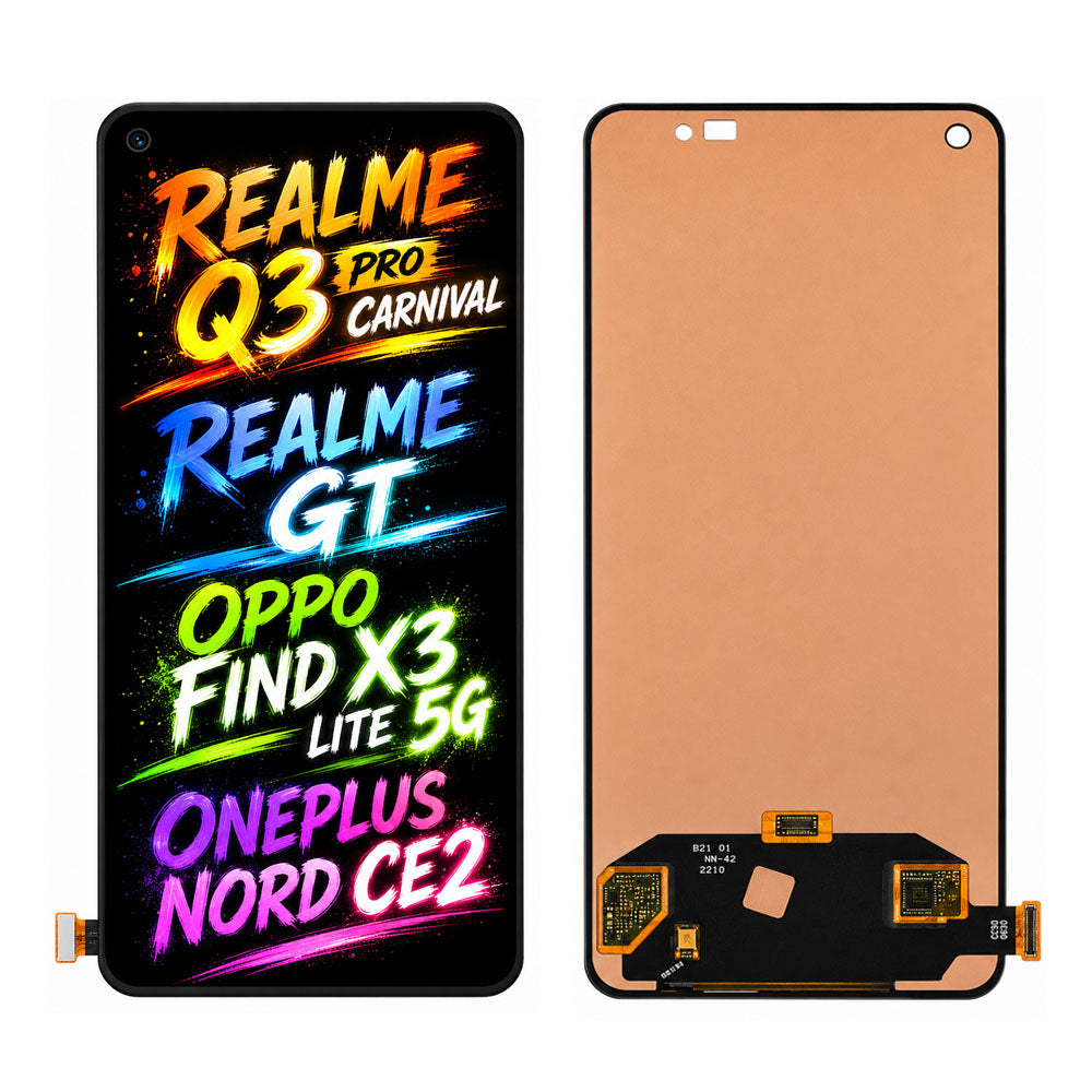 Compatible for Realme Q3 Pro / Realme GT / OPPO Find X3 Lite 5G / OnePlus Nord CE2 Screen Assembly Replacement — High Brightness & Vivid Color Display
