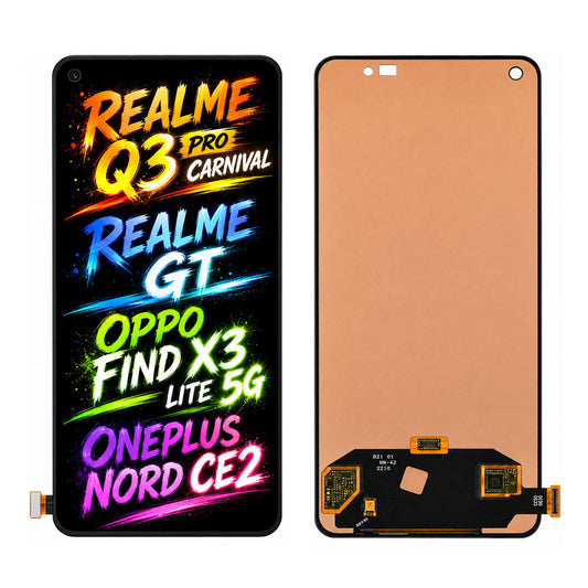 Compatible for Realme Q3 Pro / Realme GT / OPPO Find X3 Lite 5G / OnePlus Nord CE2 Screen Assembly Replacement — High Brightness & Vivid Color Display