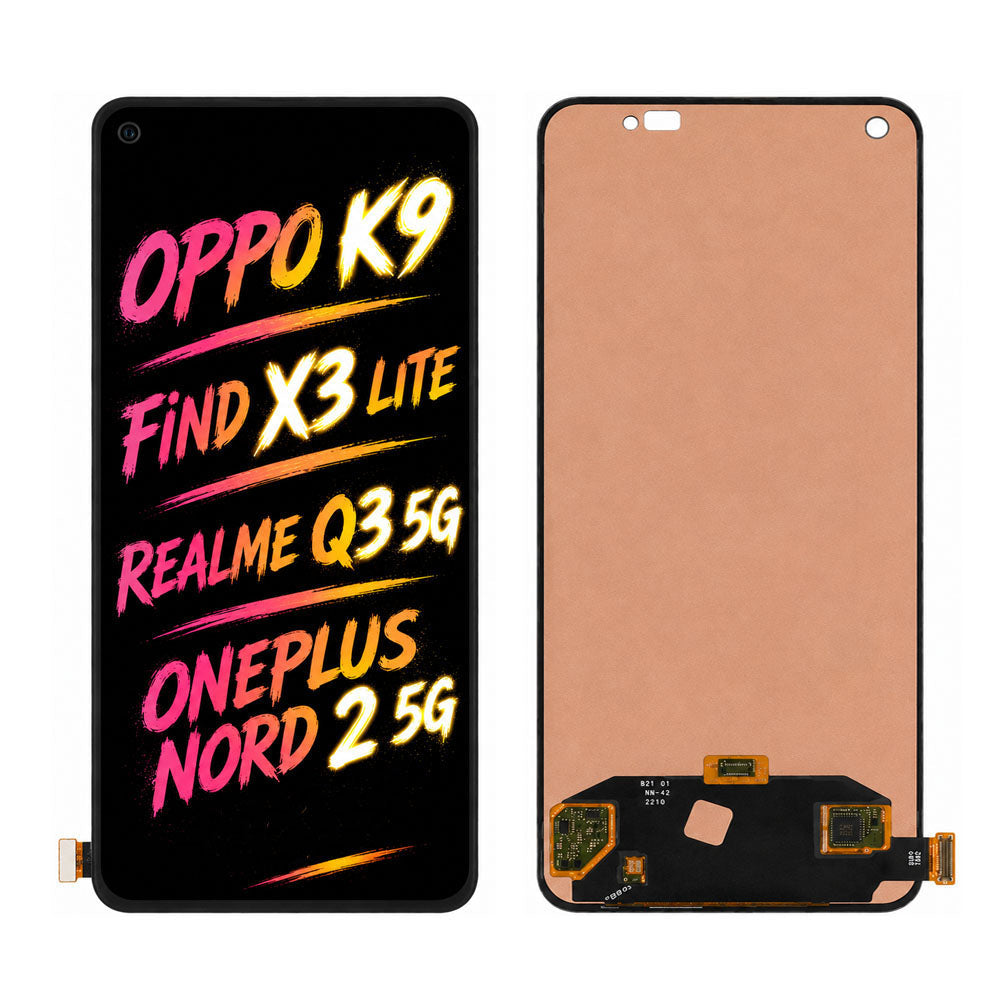 Compatible with OPPO K9 / Find X3 Lite / Realme Q3 5G / OnePlus Nord 2 5G Screen Assembly Replacement — High Brightness & Vivid Color Display