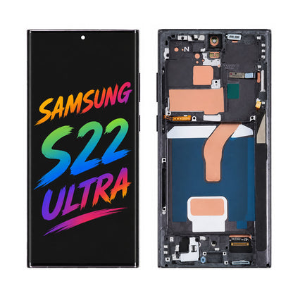 Samsung Galaxy S22 Ultra S908 OLED Display Assembly with Frame Replacement Screen Touch Digitizer Premium Quality Repair Part