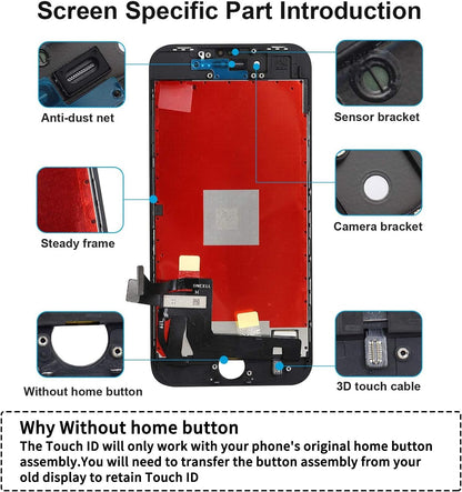 For iPhone 8 Plus Black LCD Screen Replacement (In-Cell)