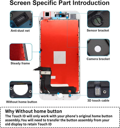 For iPhone 8 Plus White LCD Screen Replacement (In-Cell)