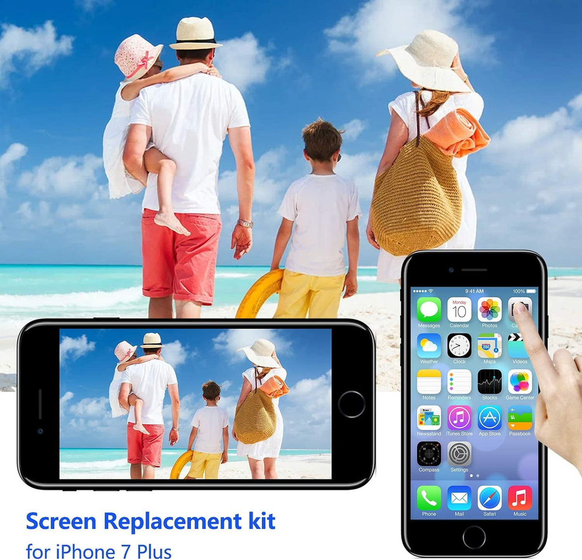 For iPhone 7 Plus Black LCD Screen Replacement (In-Cell)