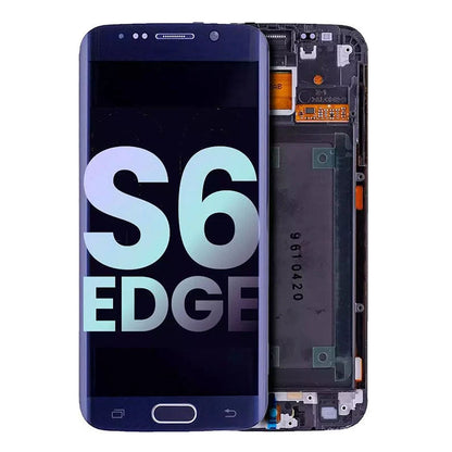 Original Samsung Galaxy S6 Edge G925 Curved AMOLED Screen Assembly with Frame Full Display Replacement Touch Digitizer OEM Grade Repair Solution