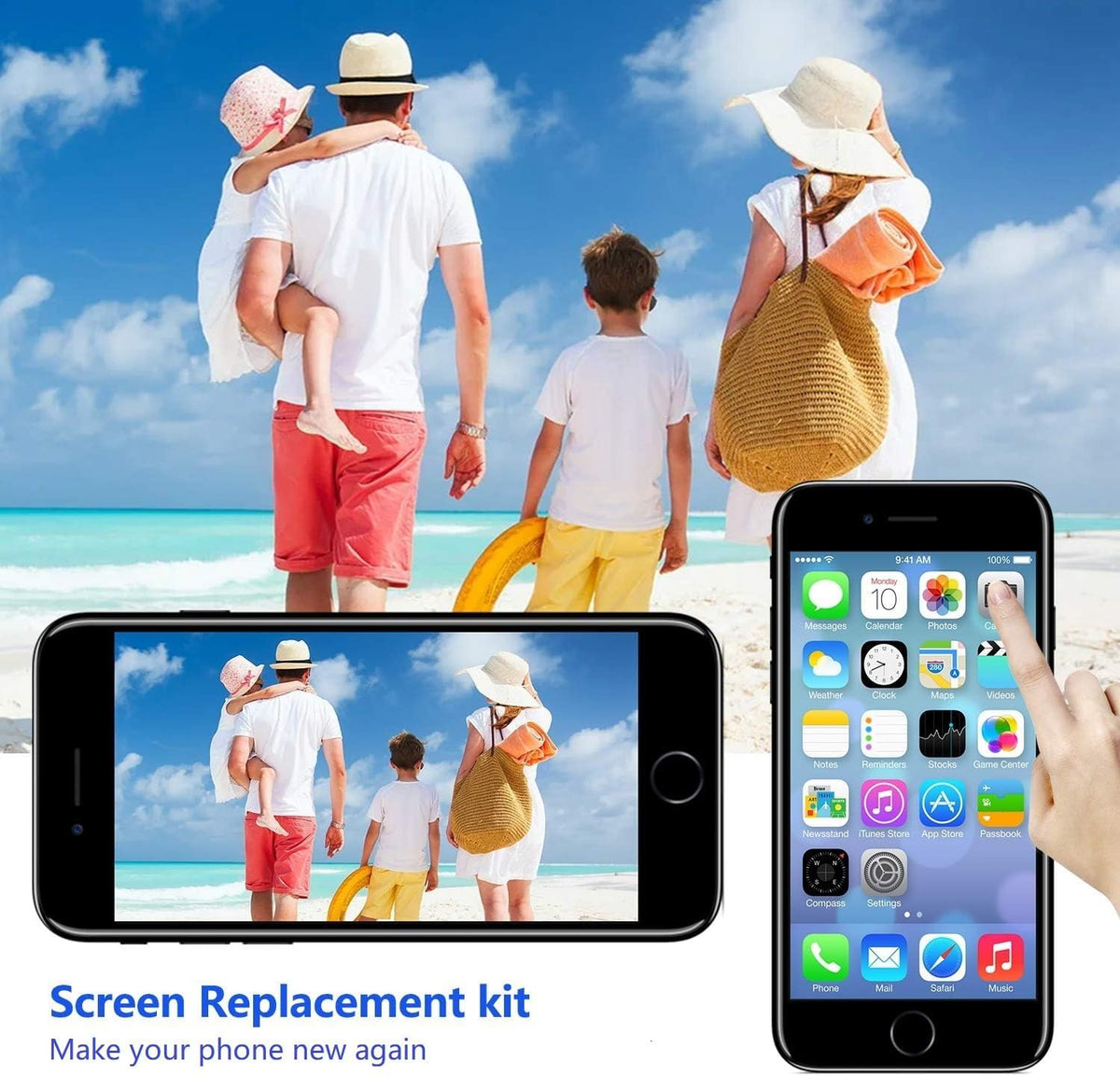 For iPhone 8 Plus Black LCD Screen Replacement (In-Cell)