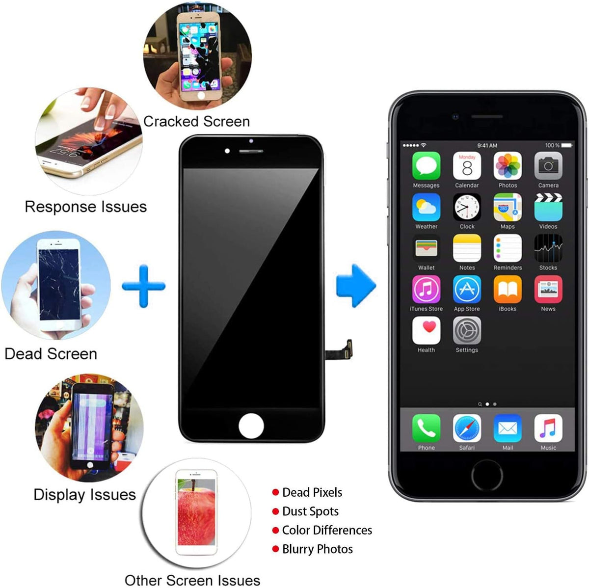 For iPhone 8 Plus Black LCD Screen Replacement (In-Cell)
