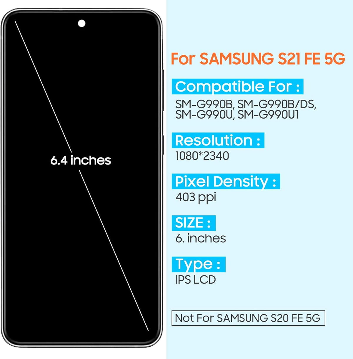 Samsung Galaxy S21 FE OLED Screen Replacement — Soft Flexible Display Assembly (G990)