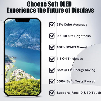 OLED Flexible Display Screen Replacement for iPhone 13 Pro (Soft OLED | Movable IC)
