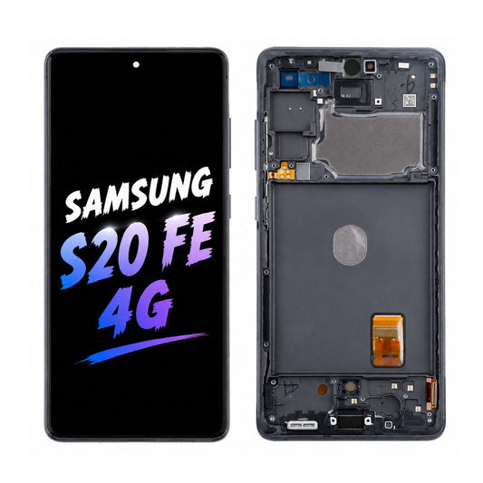 Original Samsung Galaxy S20 FE 4G AMOLED Full Display Assembly with Frame Complete Screen Replacement Touch Digitizer Genuine OEM Repair Component
